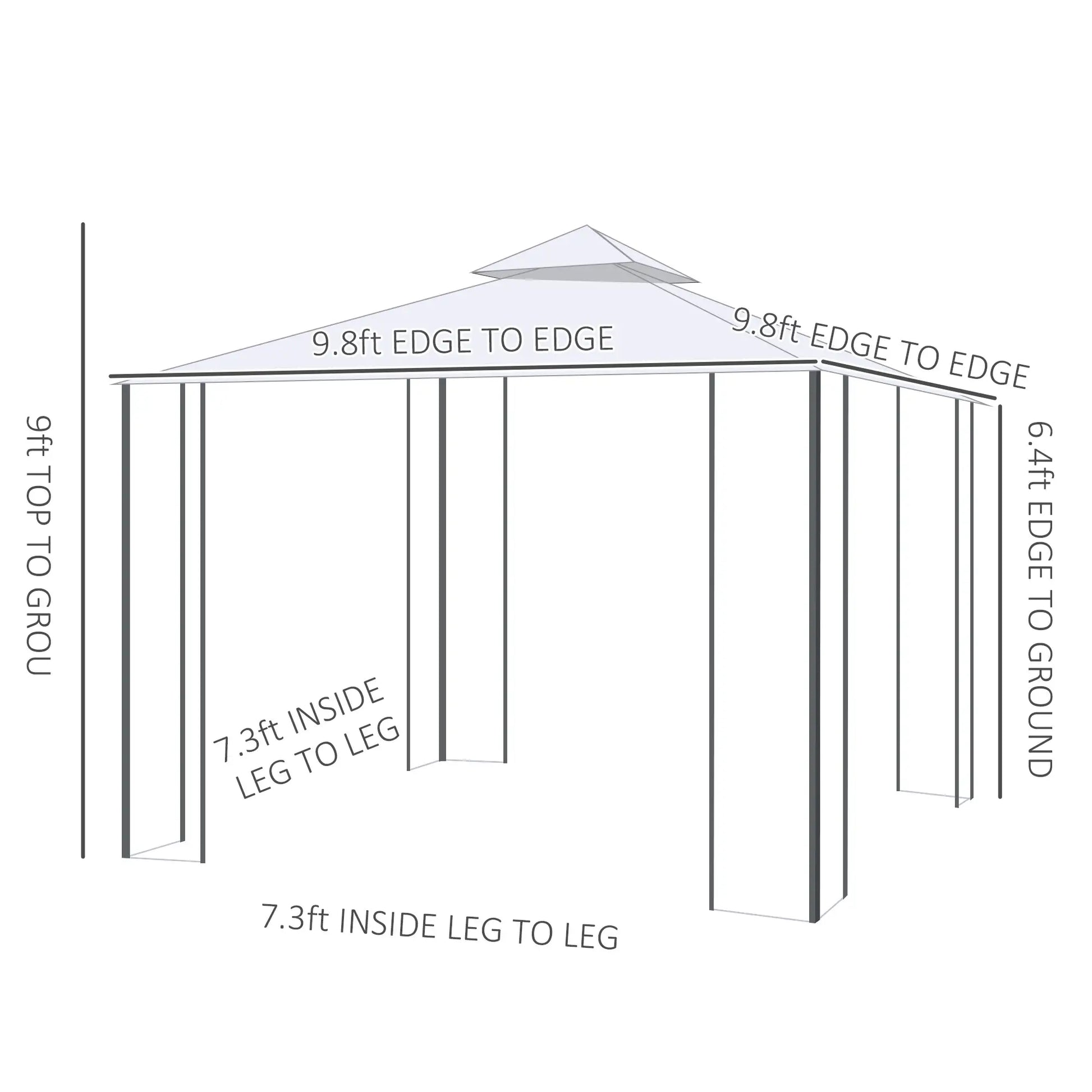 10' x 10' Steel Outdoor Gazebo, Removable Mesh Curtains, Beige Gazebos at Gallery Canada