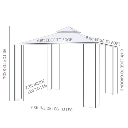 10' x 10' Steel Outdoor Gazebo, Removable Mesh Curtains, Beige Gazebos at Gallery Canada