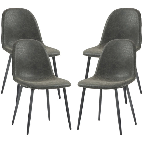 Retro Dining Chairs Set of 4, PU Leather Upholstered, Kitchen Living Room
