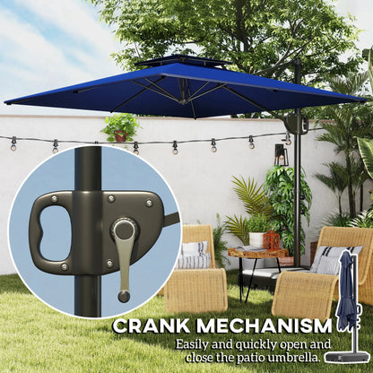 Square Cantilever Patio Umbrella, Double Top, 8' x 9', Dark Blue Offset Cantilever Umbrellas at Gallery Canada