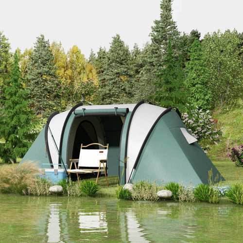 Camping Tent, 2 Bedrooms, Living Area, 3000mm Waterproof, Army Green