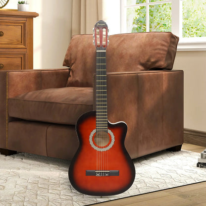39.5 Inch Acoustic Electric Guitar, Beginner Set, Wine Red Electronic Musical Pianos at Gallery Canada