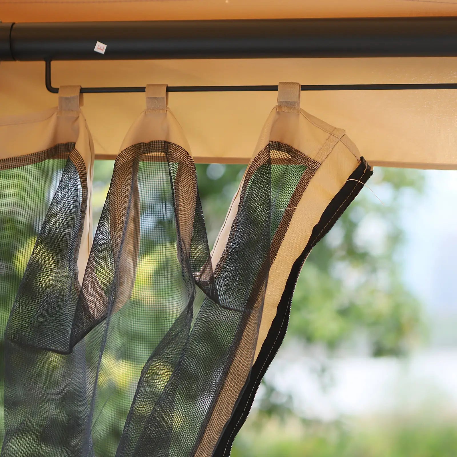 3 Person Outdoor Daybed, Canopy Gazebo Swing Chair, Mesh Mosquito Net, Sun Shade, Beige Porch Swings with Canopy at Gallery Canada