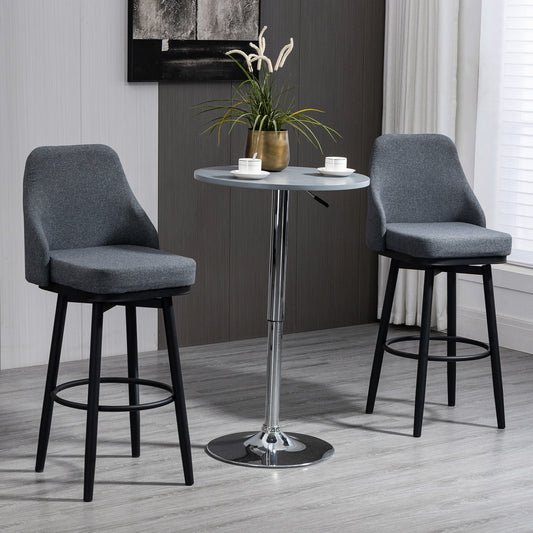 Extra Tall Bar Stools Set of 2, Modern 360° Swivel Barstools, Dining Room Chairs with Steel Legs Footrest, Charcoal Grey - Gallery Canada