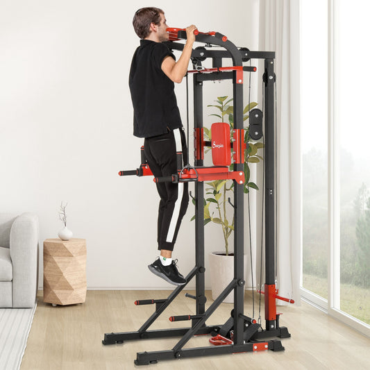Power Tower, Pull Up Station with Dip Bar, Lat Pulldown Machine and Push-up Stand, Multi-Function Free Standing Pullup Bar for Home Gym - Gallery Canada