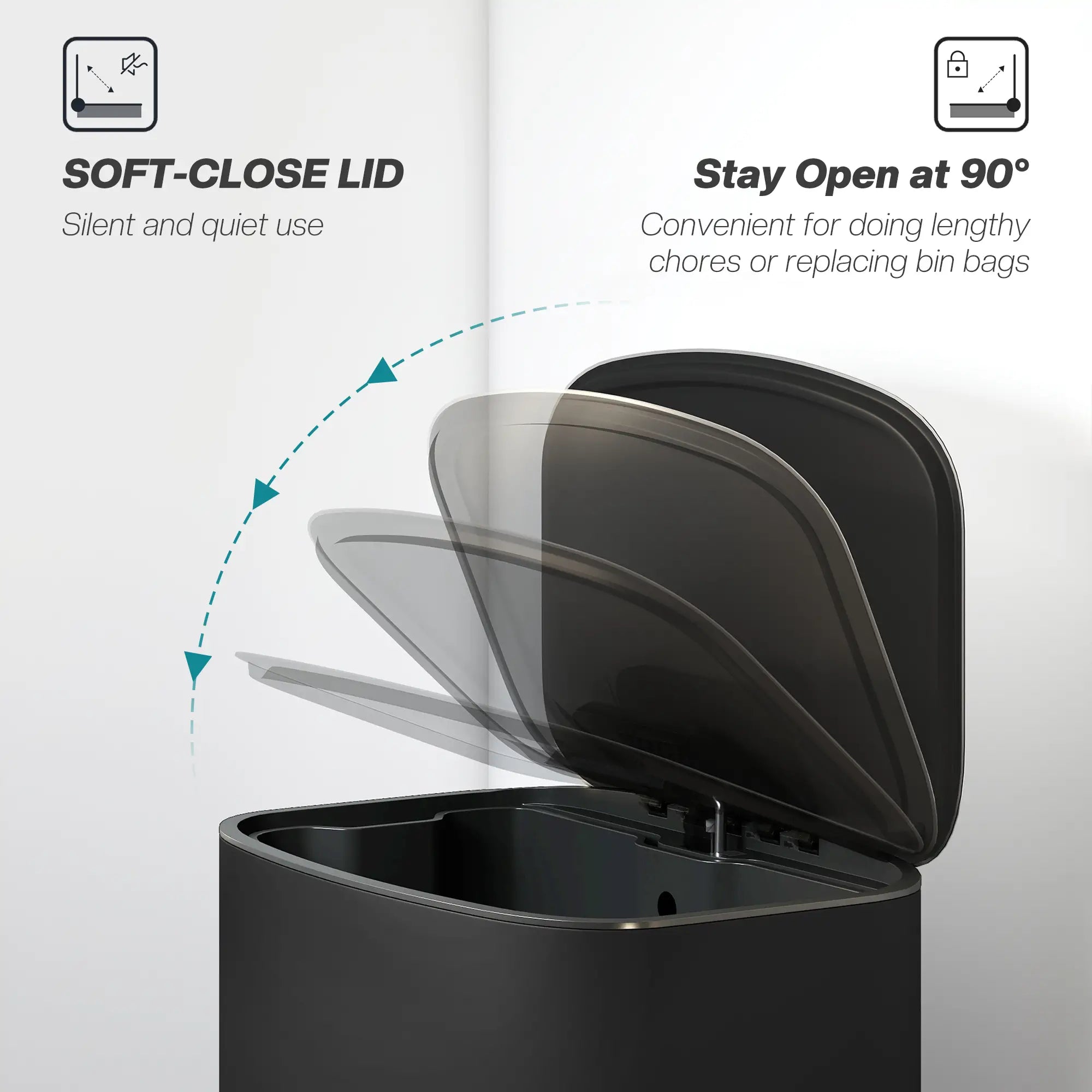 13.2 Gal Fingerprint-Proof Trash Can, Black Kitchen Trash Cans at Gallery Canada