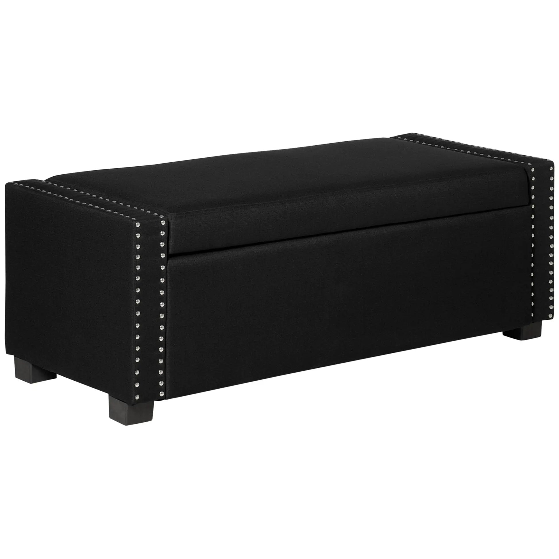 Flip Top Storage Bench, Upholstered Ottoman, 48L, Dark Grey Storage Ottomans & Benches Dark Grey at Gallery Canada