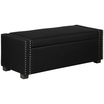Flip Top Storage Bench, Upholstered Ottoman, 48L, Dark Grey Storage Ottomans & Benches Dark Grey at Gallery Canada