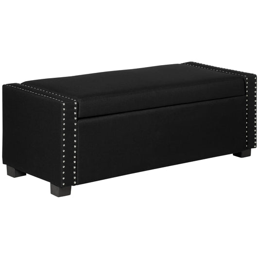 Flip Top Storage Bench, Upholstered Ottoman, 48L, Dark Grey Storage Ottomans & Benches Dark Grey at Gallery Canada