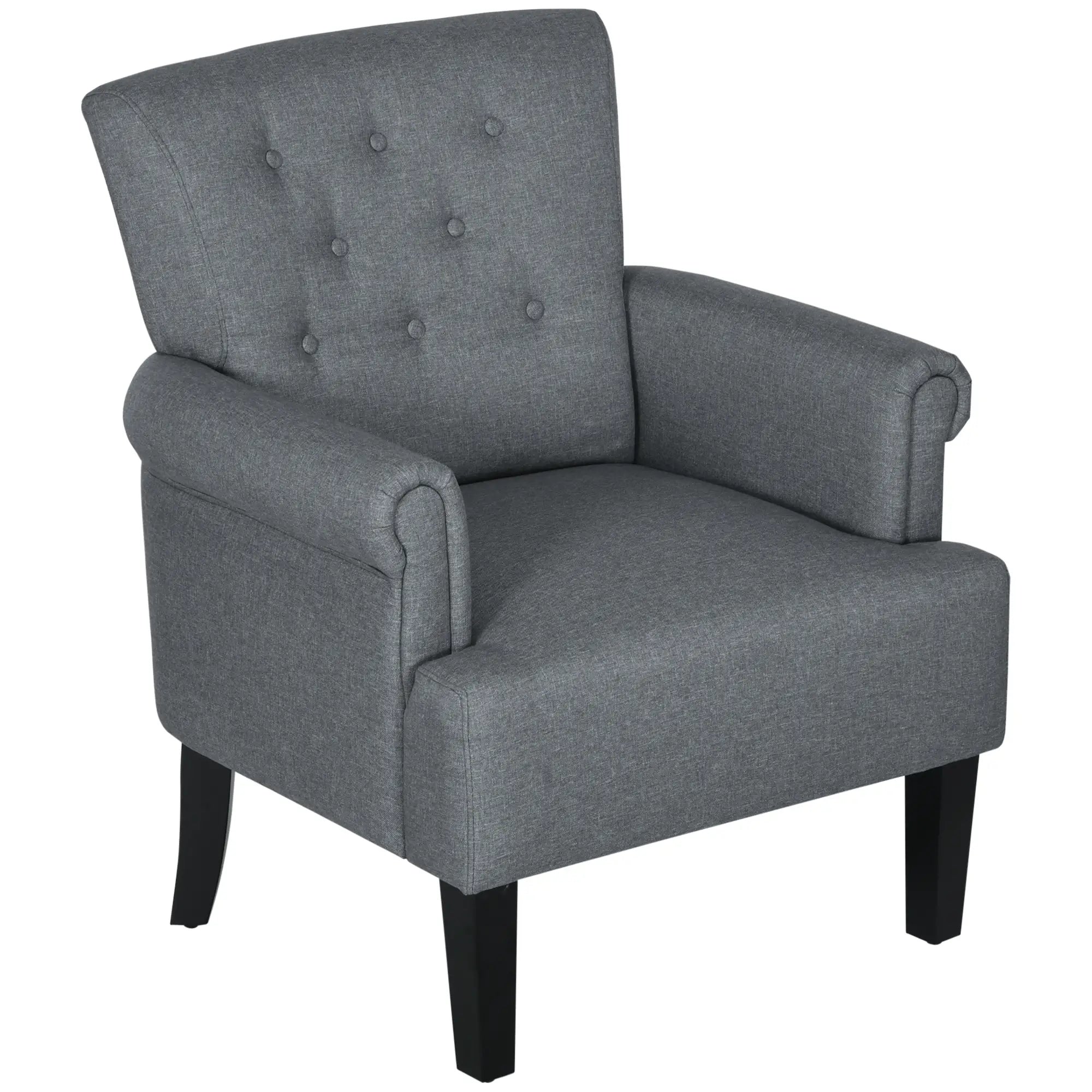 Fabric Accent Armchair, Modern Living Room Chair, Wood Legs, Grey Single Sofas at Gallery Canada