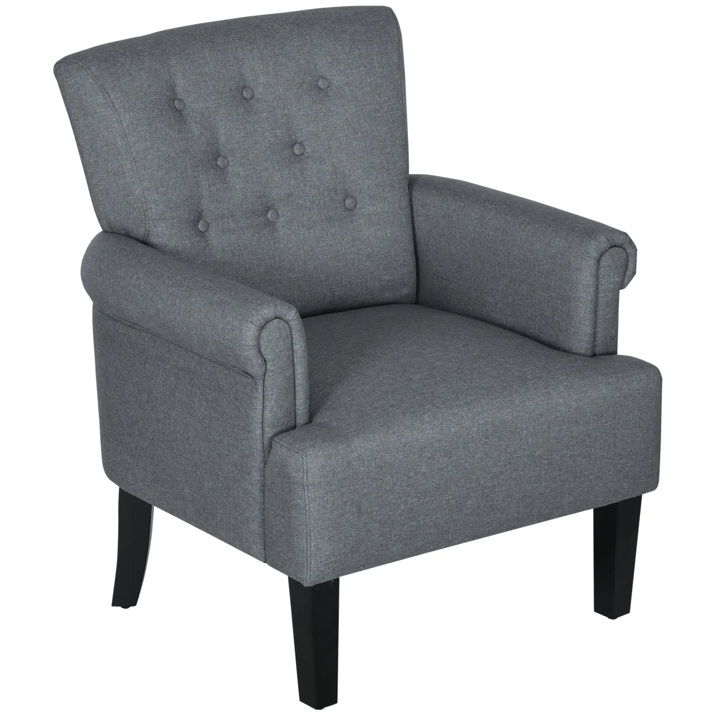 Fabric Accent Armchair, Modern Living Room Chair, Wood Legs, Grey Single Sofas at Gallery Canada