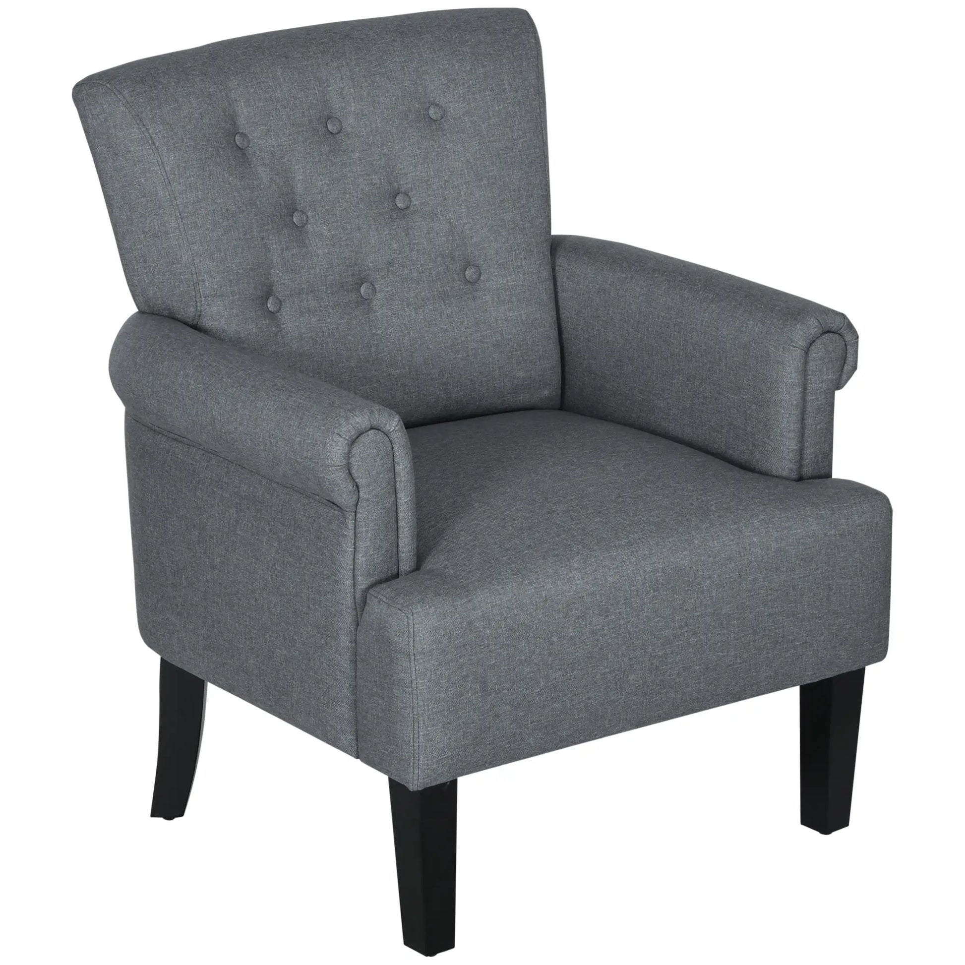 Fabric Accent Armchair, Modern Living Room Chair, Wood Legs, Grey Single Sofas at Gallery Canada