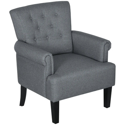Fabric Accent Armchair, Modern Living Room Chair, Wood Legs, Grey Single Sofas at Gallery Canada