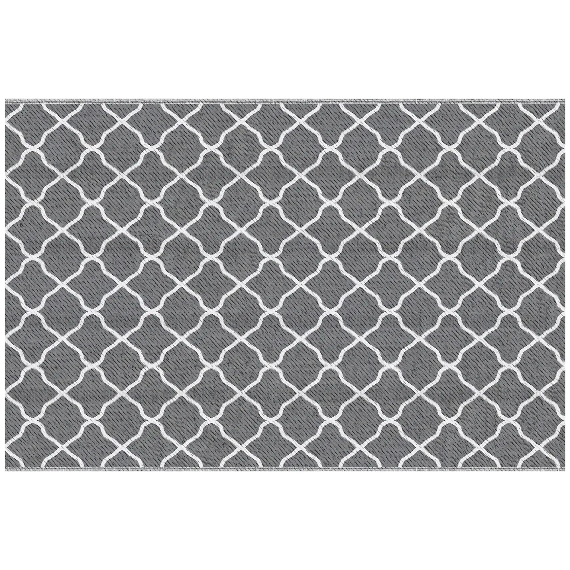 Waterproof Outdoor Rug, 6' x 9', Reversible Mat, Grey & White Outdoor Reversible Rugs at Gallery Canada