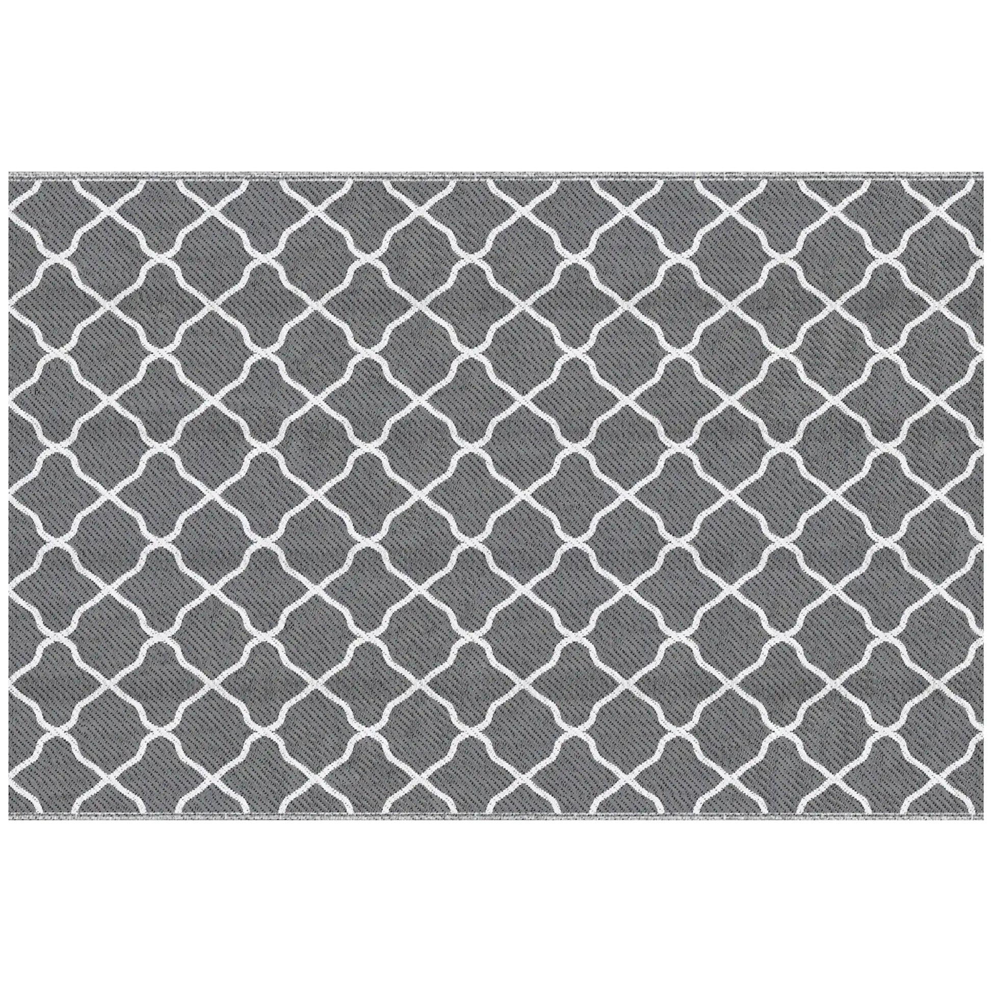 Waterproof Outdoor Rug, 6' x 9', Reversible Mat, Grey & White Outdoor Reversible Rugs at Gallery Canada
