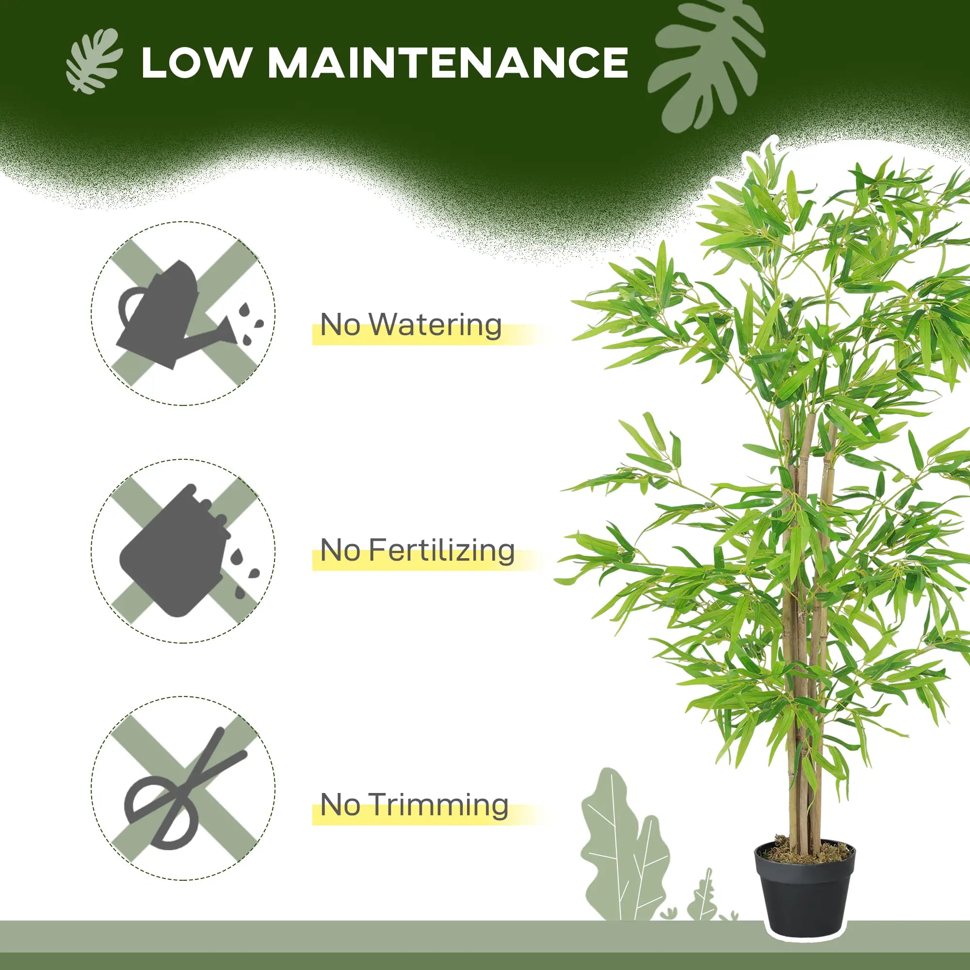 Artificial Bamboo Tree Set, 5ft Realistic Leaf, Natural Trunk, Nursery Plant Artificial Trees at Gallery Canada