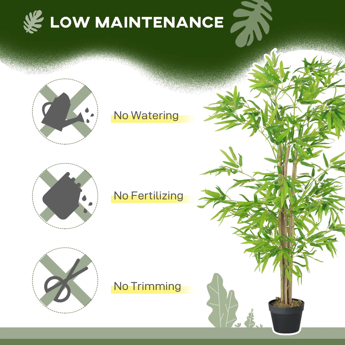 Artificial Bamboo Tree Set, 5ft Realistic Leaf, Natural Trunk, Nursery Plant Artificial Trees at Gallery Canada