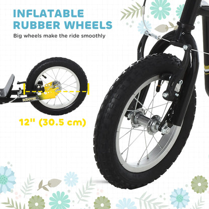 Dual Brakes Kick Scooter, 12-Inch Inflatable Wheel, Age 5+, Black Scooters at Gallery Canada