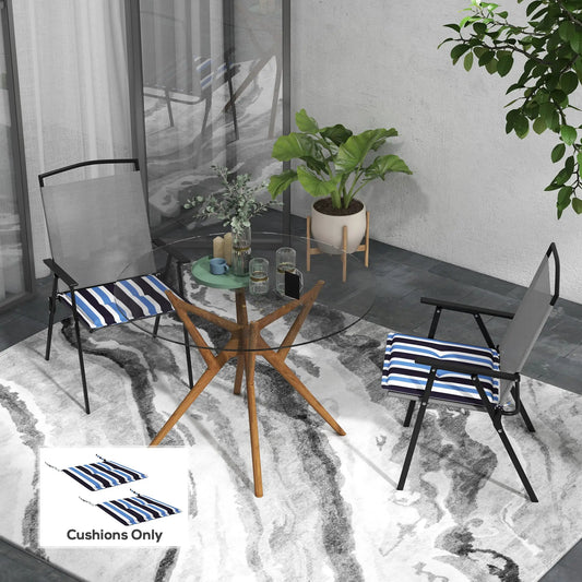 2-Piece Seat Cushion Replacement, Outdoor Patio Chair Cushions, White Strip, Blue Patio Chair Cushions Blue White Strip at Gallery Canada