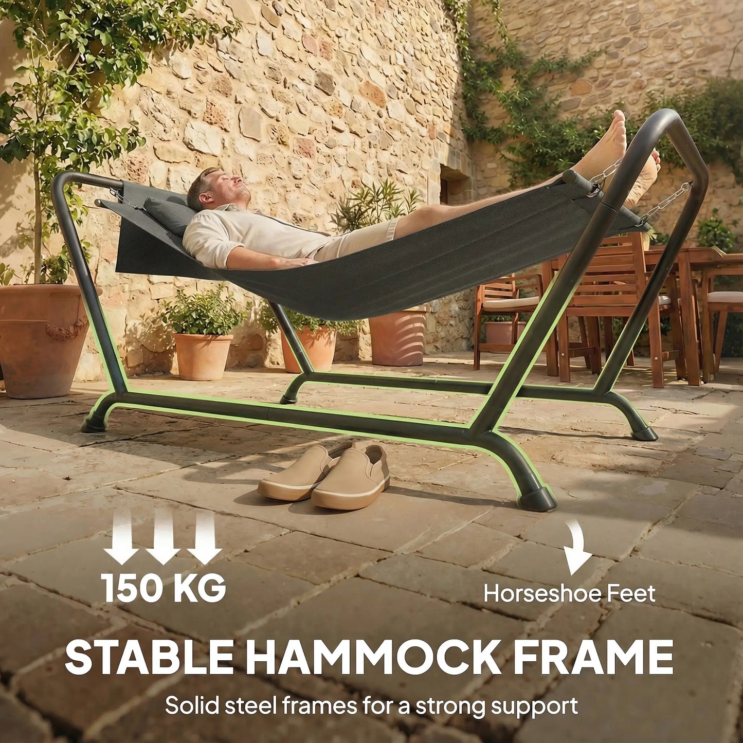 Heavy Duty Freestanding Outdoor Hammock, Dark Grey Hammocks with Stand at Gallery Canada