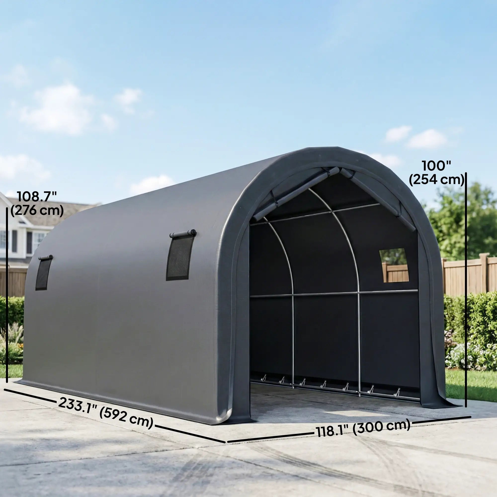 10' x 19' Heavy Duty Carport, Portable Garage Canopy Tent, Dark Grey Car Shelters at Gallery Canada