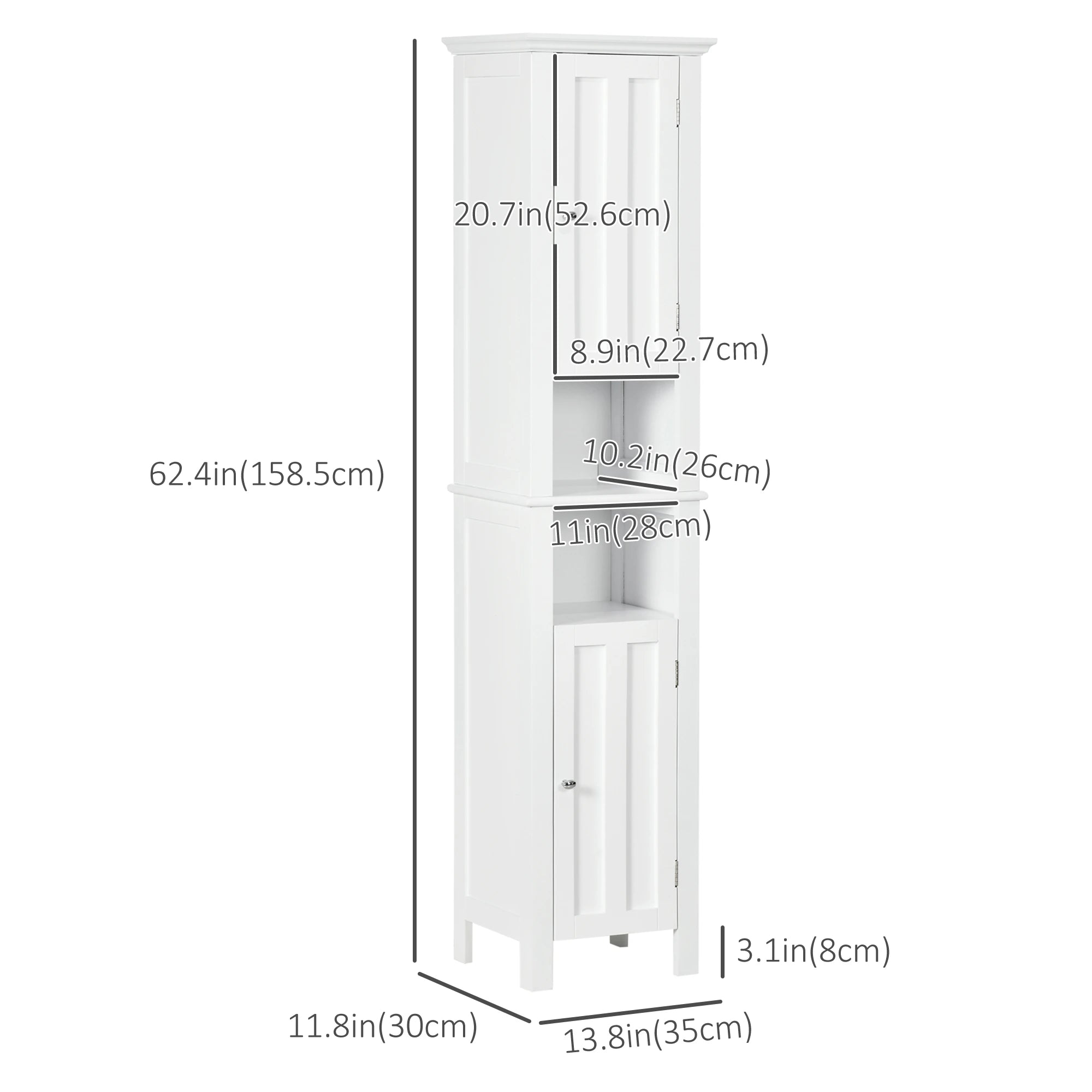 Freestanding Bathroom Cabinet, Open Shelves, 13.8