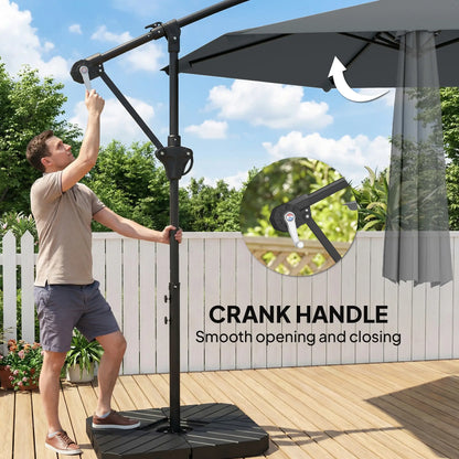9.7 ft Offset Patio Umbrella, Water Sand Fillable Weights, Dark Grey Offset Cantilever Umbrellas at Gallery Canada