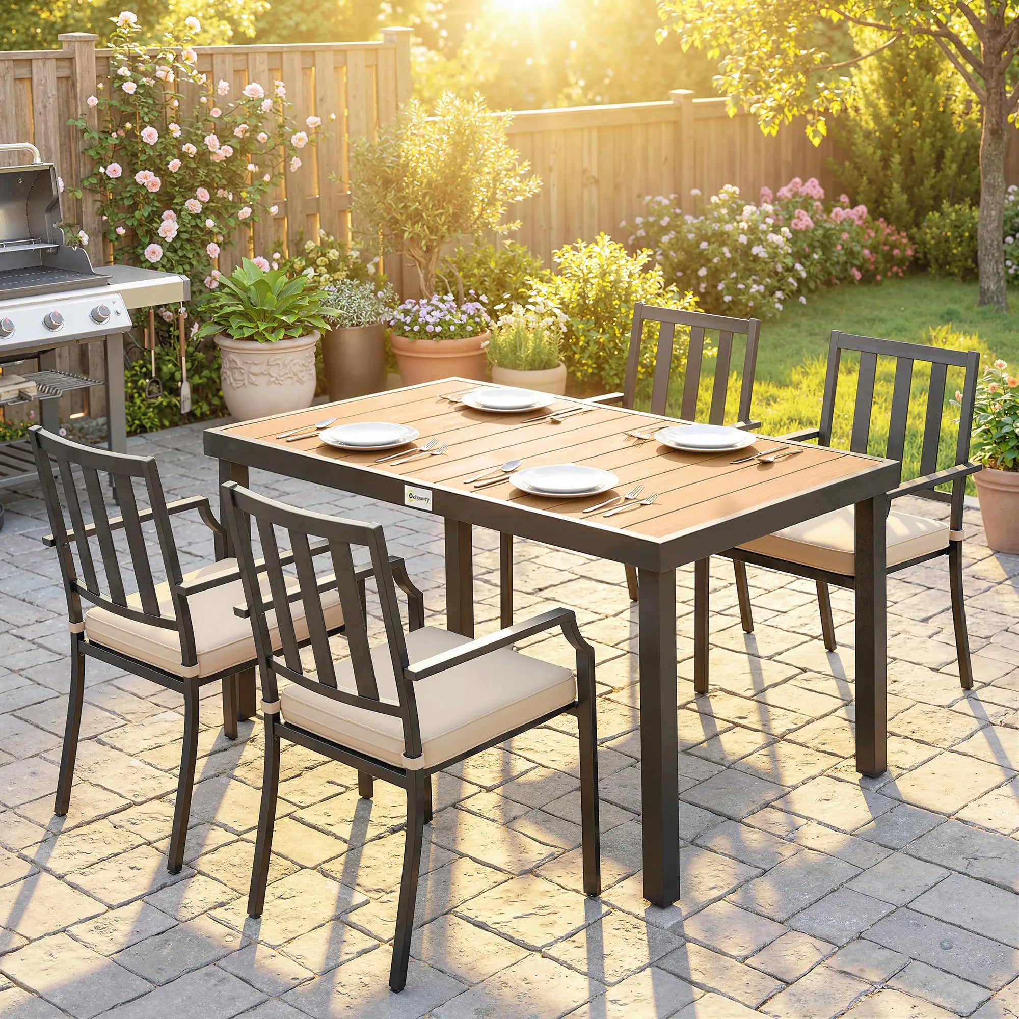 Aluminum Outdoor Dining Table for 6, 47.2
