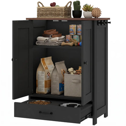 Dog Food Storage Container, Adjustable Panel, Hooks, Medium Size, Black Dog Bowls at Gallery Canada