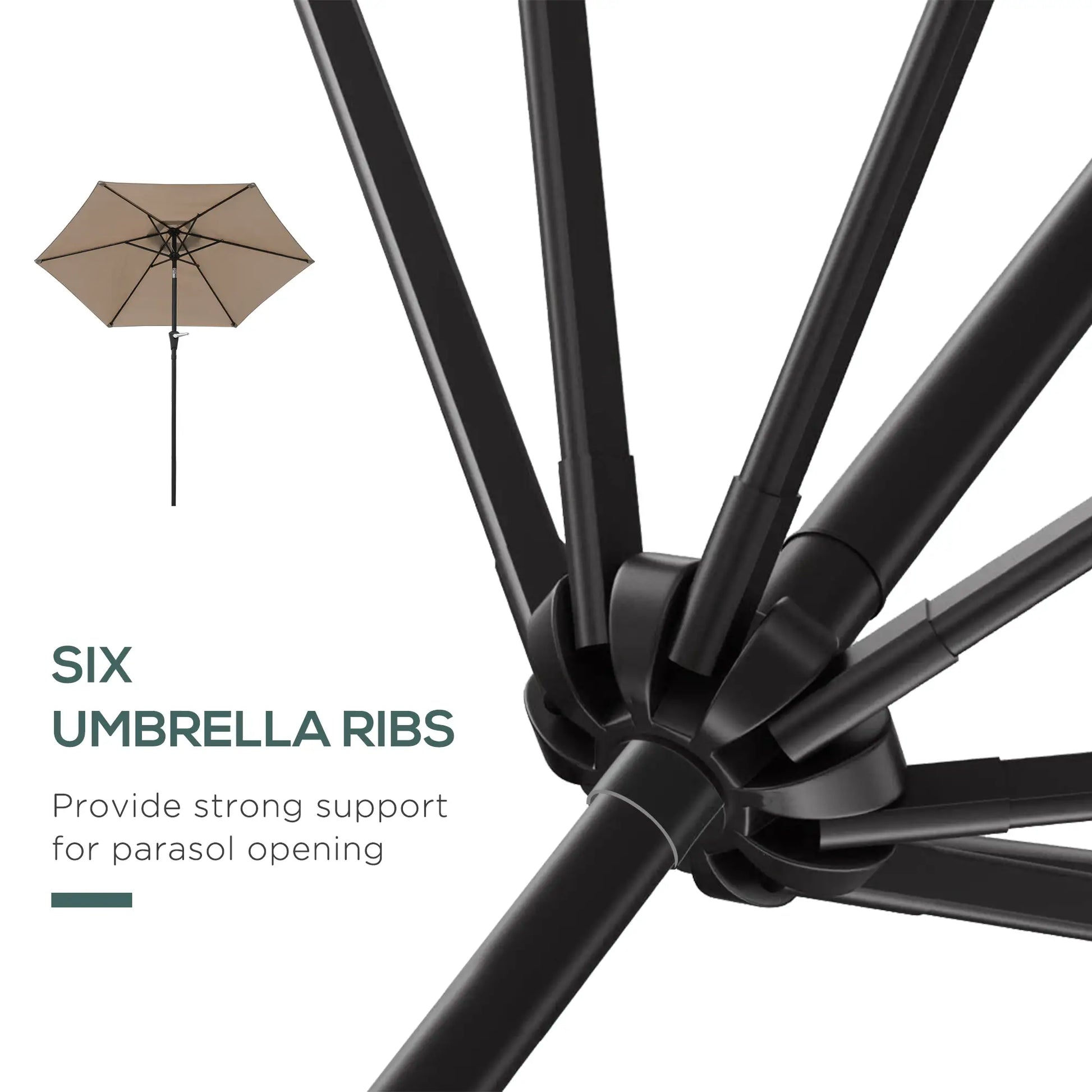 Outdoor Sun Umbrella, 6 Ribs, Khaki Patio Umbrellas at Gallery Canada