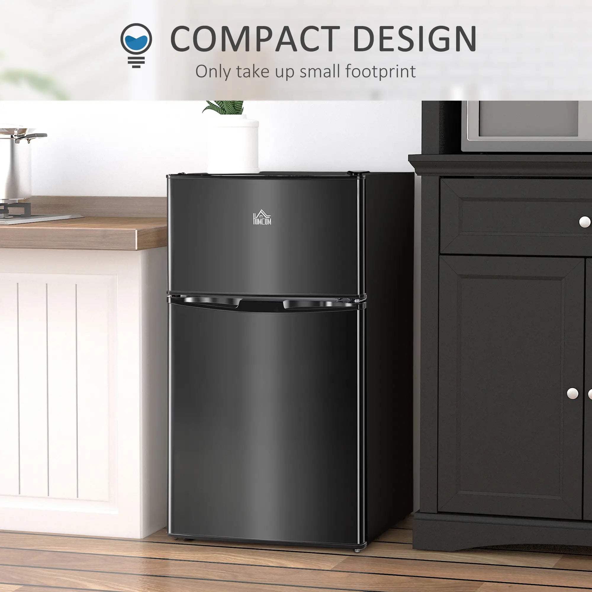 3.2 Cu Ft Compact Refrigerator, Mini Fridge with Freezer, Black Small Kitchen Appliances at Gallery Canada