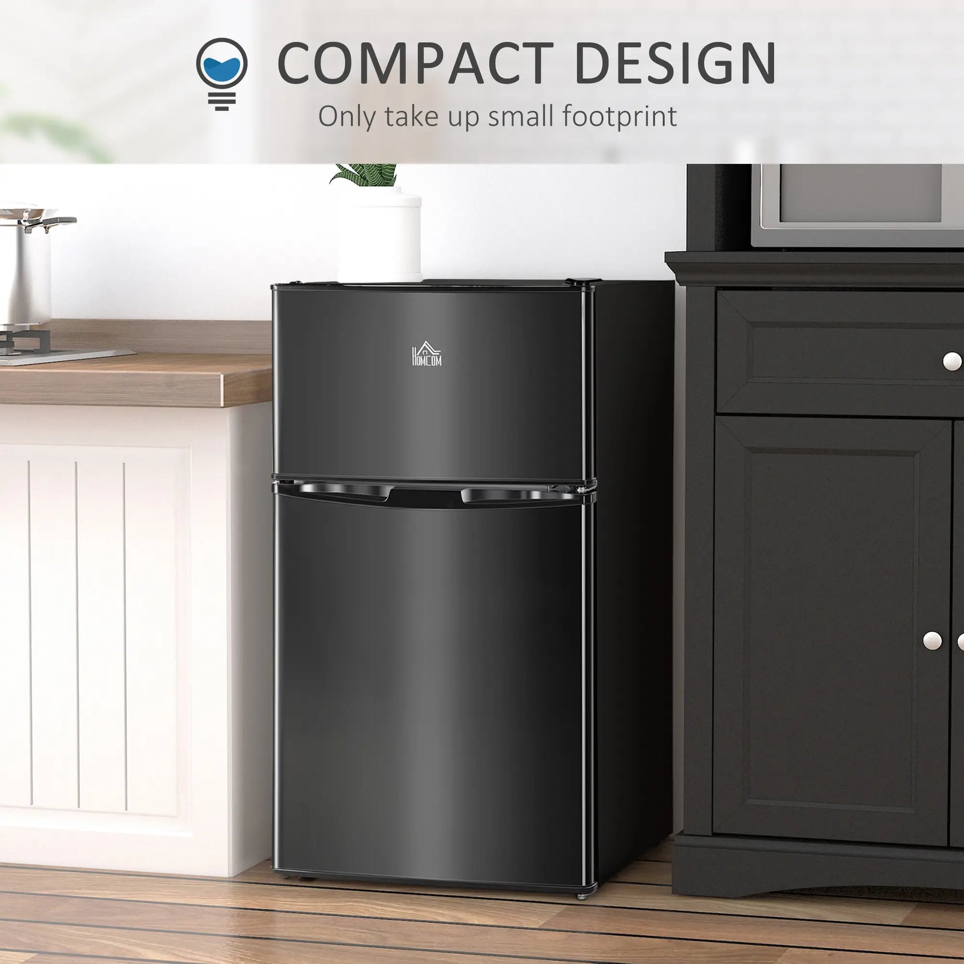 3.2 Cu Ft Compact Refrigerator, Mini Fridge with Freezer, Black Small Kitchen Appliances at Gallery Canada