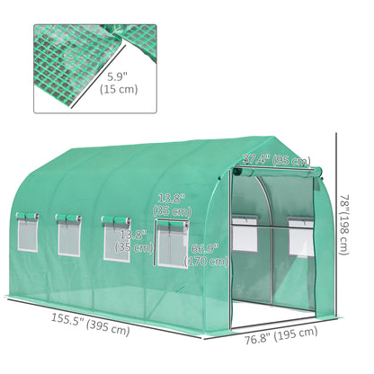 13' x 6.5' x 6.5' Walk-In Greenhouse, Plant Grow Tent, Green Plastic Greenhouses at Gallery Canada