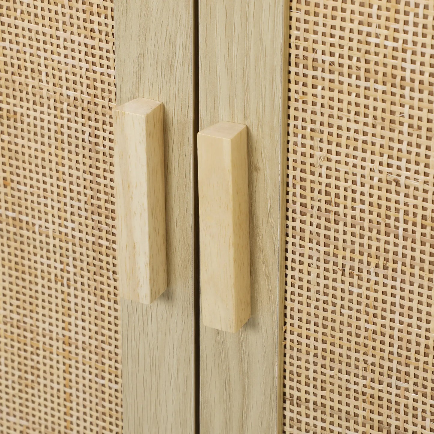 Bohemian Sideboard, 46.9" Buffet Cabinet, 3 Rattan Doors, Shelves, Oak Storage Cabinets at Gallery Canada