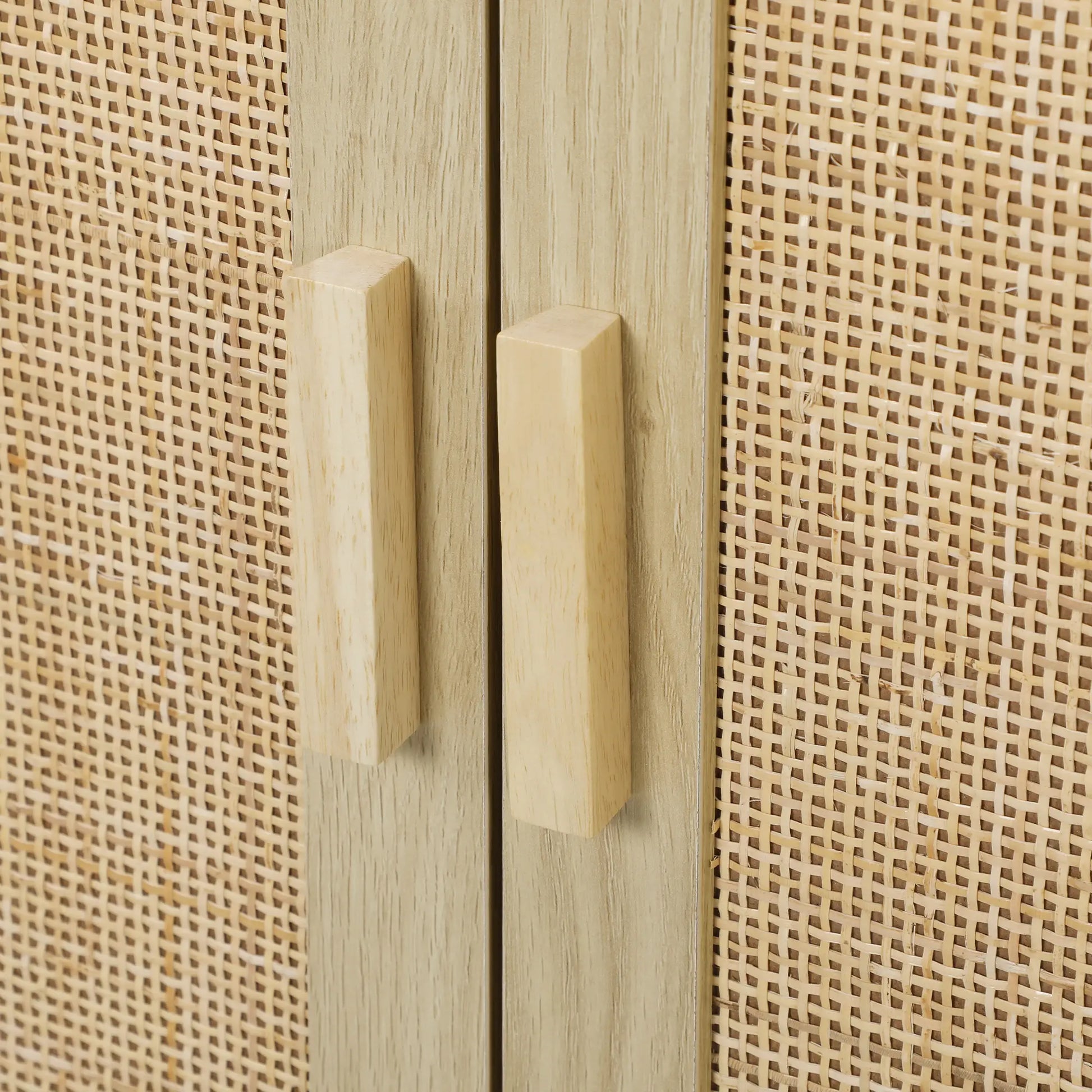 Bohemian Sideboard, 46.9" Buffet Cabinet, 3 Rattan Doors, Shelves, Oak Storage Cabinets at Gallery Canada