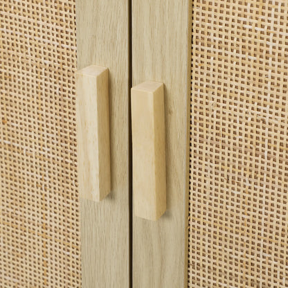 Bohemian Sideboard, 46.9" Buffet Cabinet, 3 Rattan Doors, Shelves, Oak Storage Cabinets at Gallery Canada