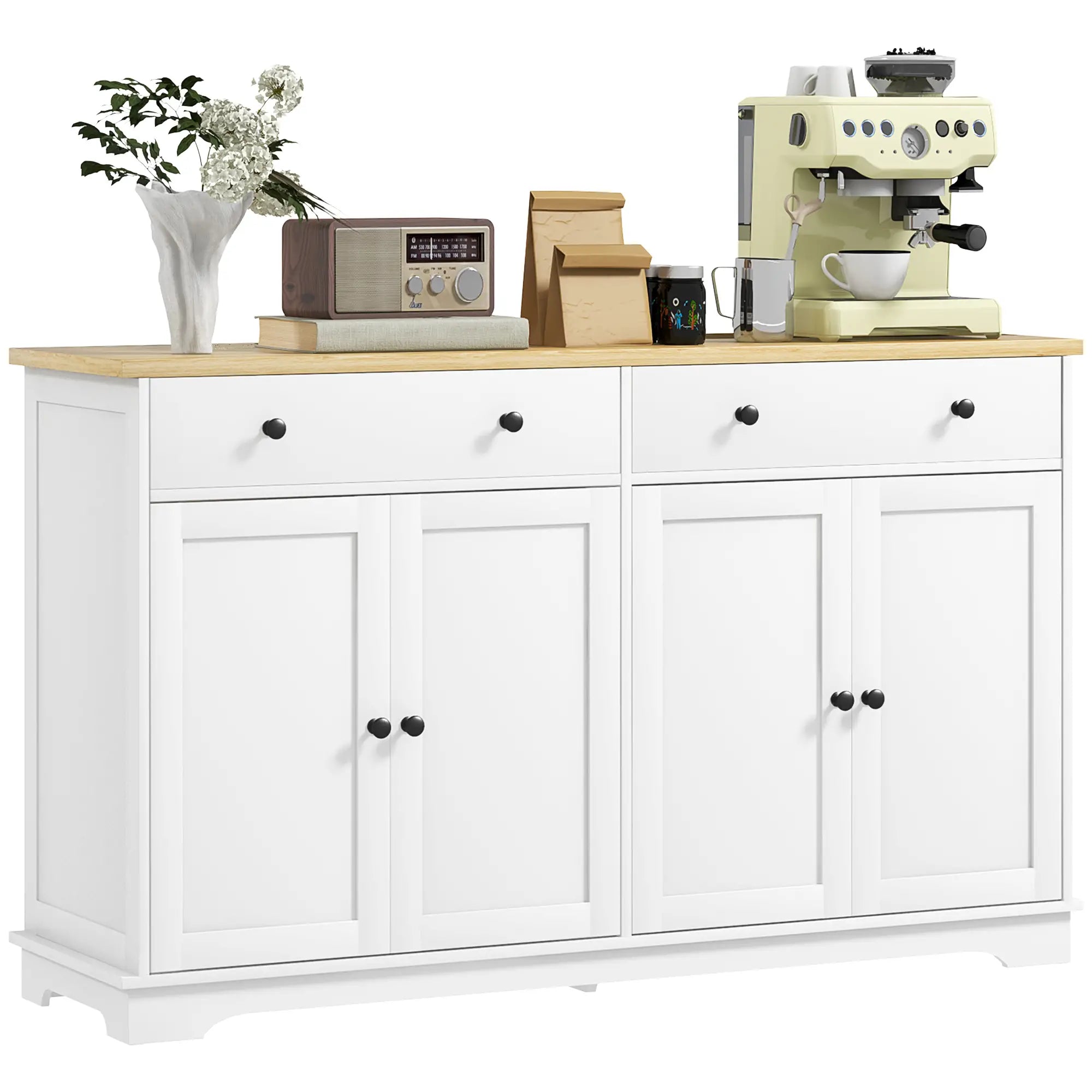 Modern Sideboard, Buffet Cabinet with Drawers, Adjustable Shelves, White Storage Cabinets at Gallery Canada