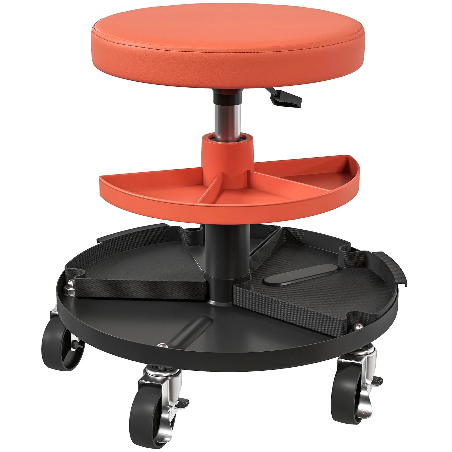 Rolling Garage Stool, 300 Lbs Capacity, Adjustable Height, Orange Automotive Coral Orange at Gallery Canada