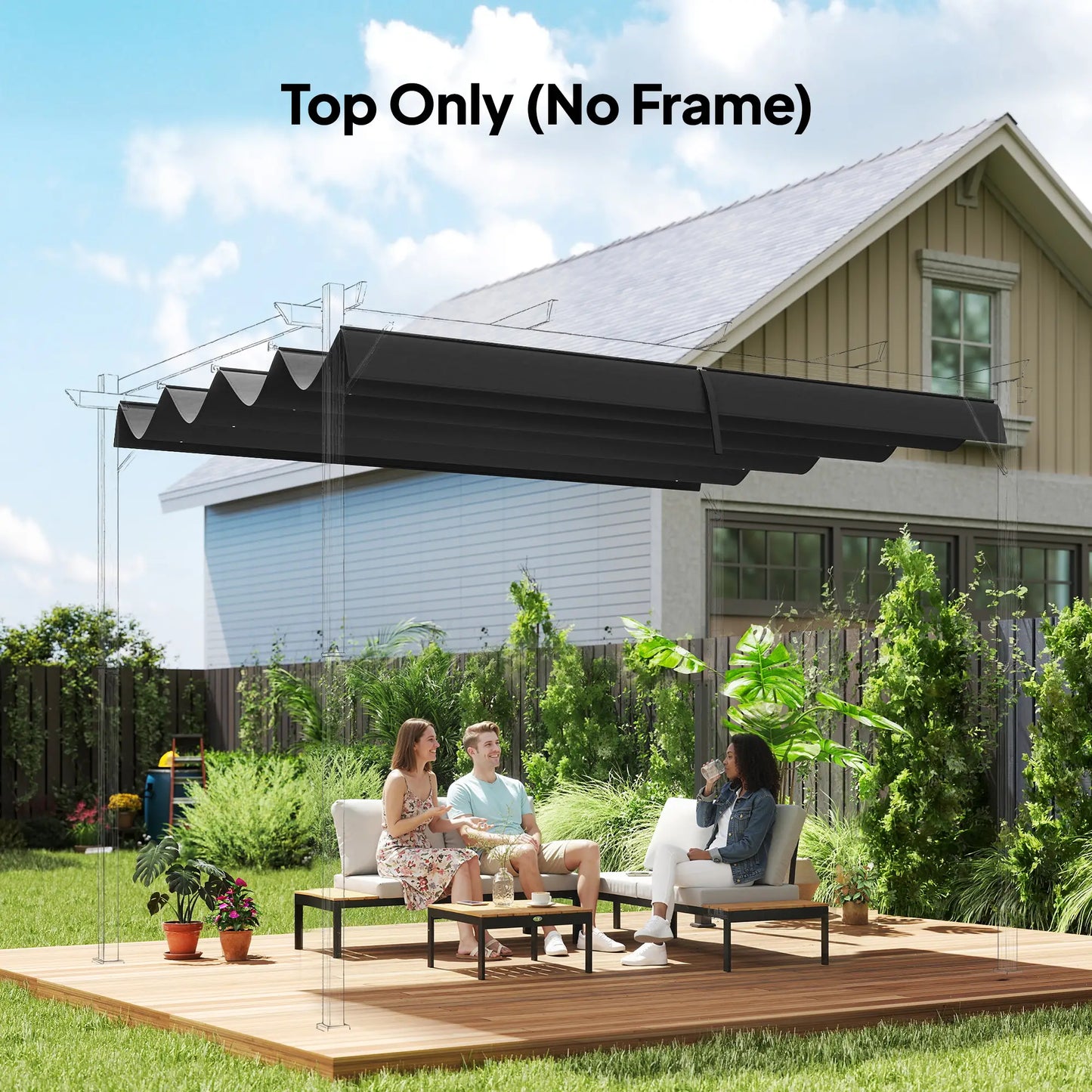 Retractable Pergola Canopy, 10' x 7' Sun Shade, UV30+, Dark Grey Gazebo Canopy Replacement at Gallery Canada