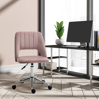 Mid Back Office Chair, Velvet Fabric, Swivel, Scallop Shape, Pink Office Chairs at Gallery Canada