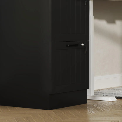 Armoire de classement à 3 tiroirs avec verrou, barres suspendues réglables, noir