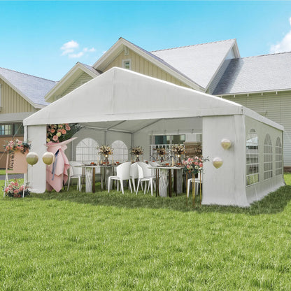 20' x 20' Heavy-Duty Wedding Tent, Outdoor Party Canopy With Sidewall, White Canopy Tents at Gallery Canada