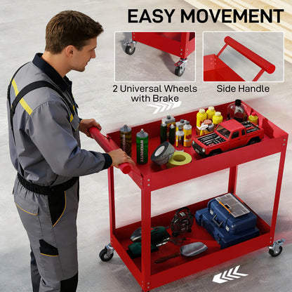 2 Tier Rolling Tool Cart With Wheels, Red Tool Organizers at Gallery Canada