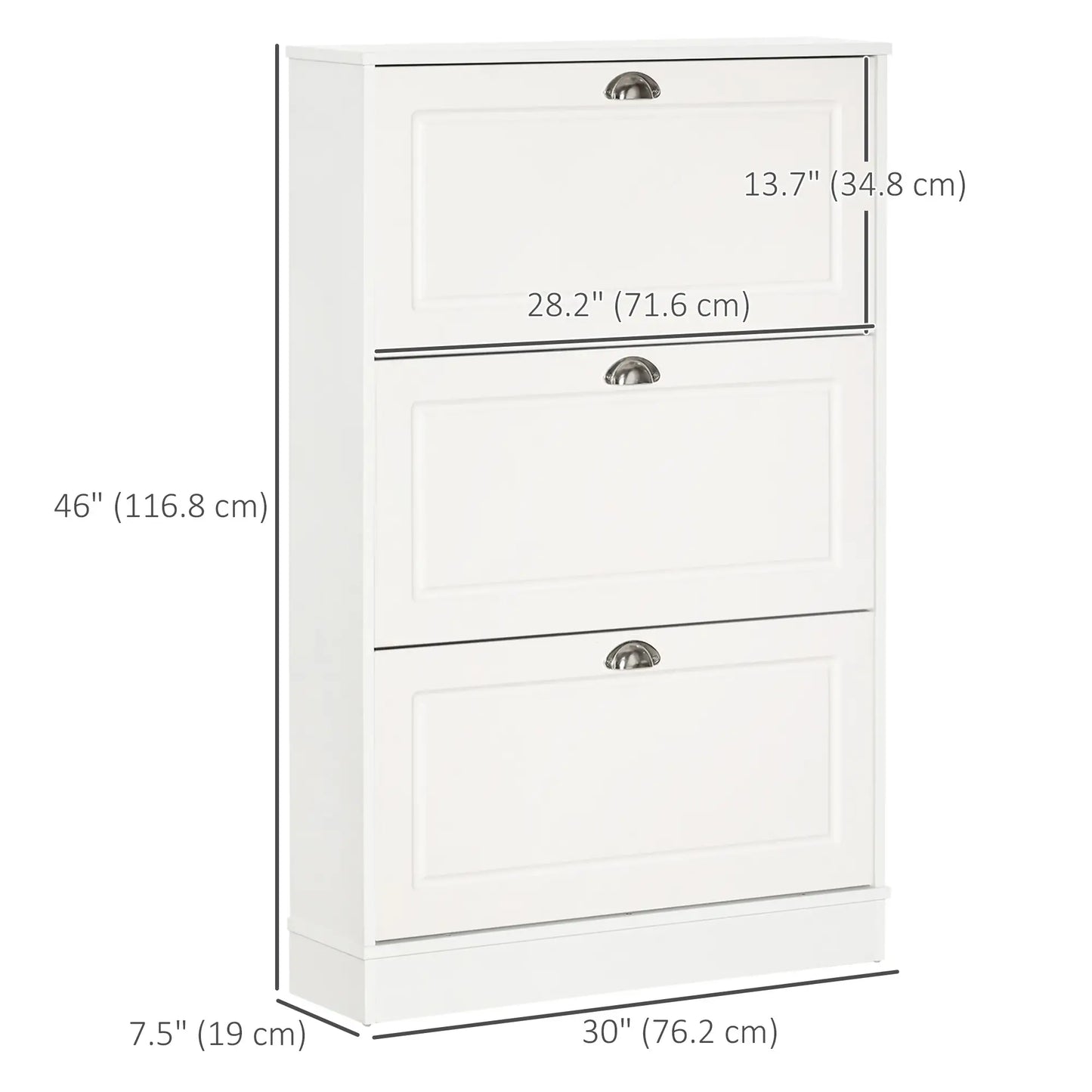 Shoe Cabinet, 3 Flip Drawers, Narrow, Holds 12 Pairs, White Shoe Storage Cabinets & Racks at Gallery Canada