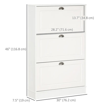 Shoe Cabinet, 3 Flip Drawers, Narrow, Holds 12 Pairs, White Shoe Storage Cabinets & Racks at Gallery Canada