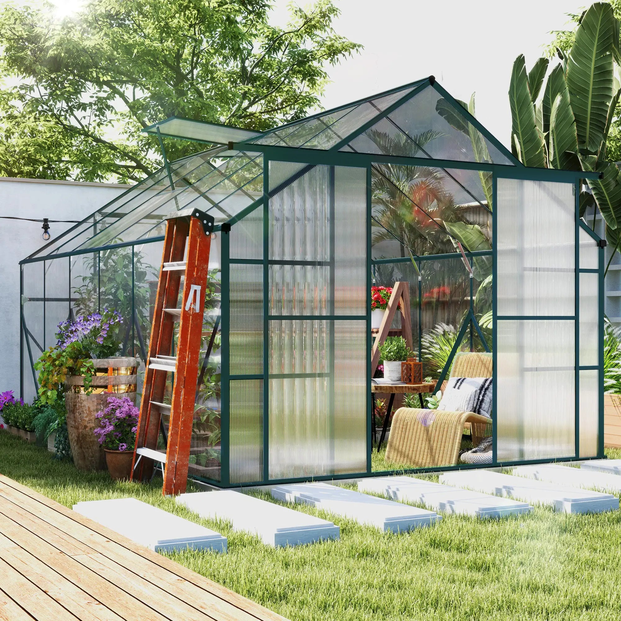 Aluminum Greenhouse Polycarbonate, 8 X 12 Ft, Green Walk In Greenhouses at Gallery Canada