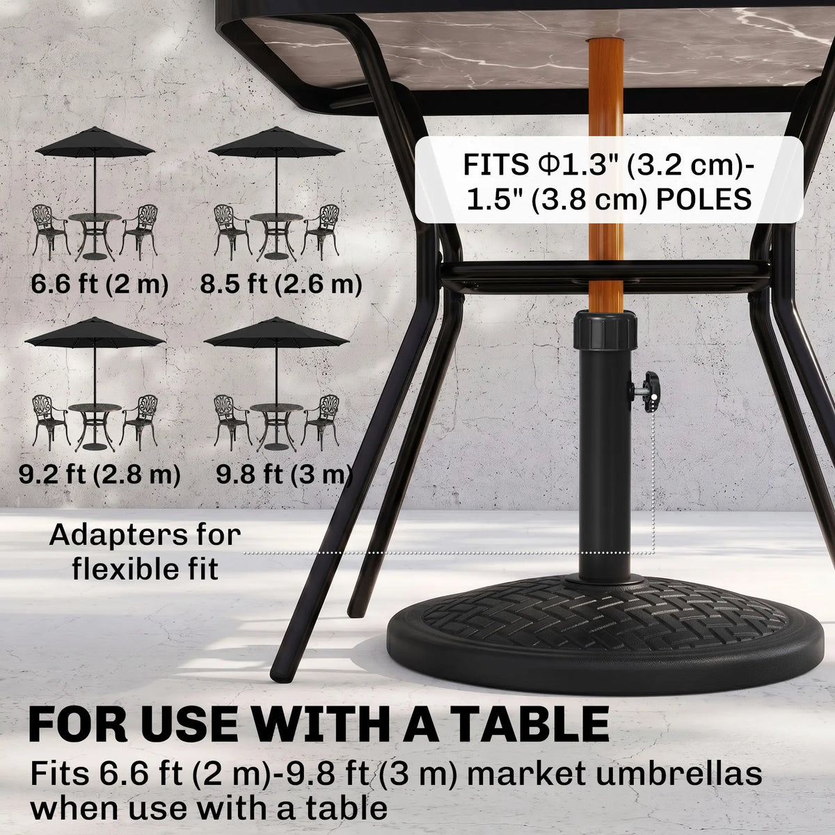 31lbs Concrete Umbrella Base, Round Outdoor Stand, Black