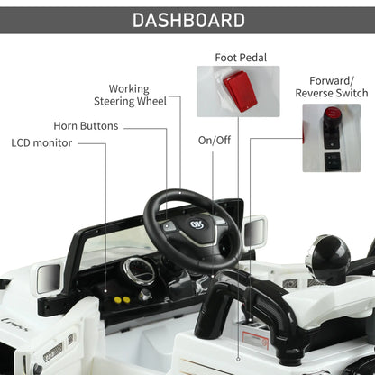 12V Kids Electric Ride On Car, Remote Control, White Electric Toy Cars at Gallery Canada