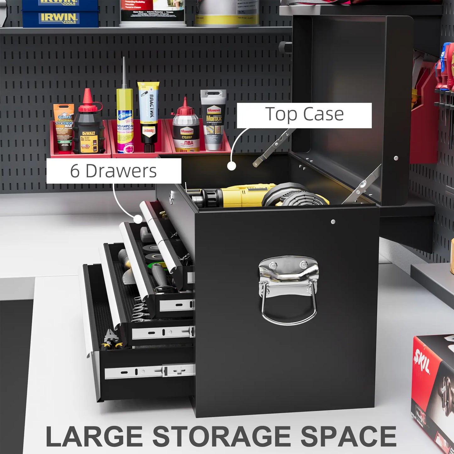 6 Drawer 24" Portable Tool Box, Ball Bearing Slides, Metal Tool Chest Tool Organizers at Gallery Canada