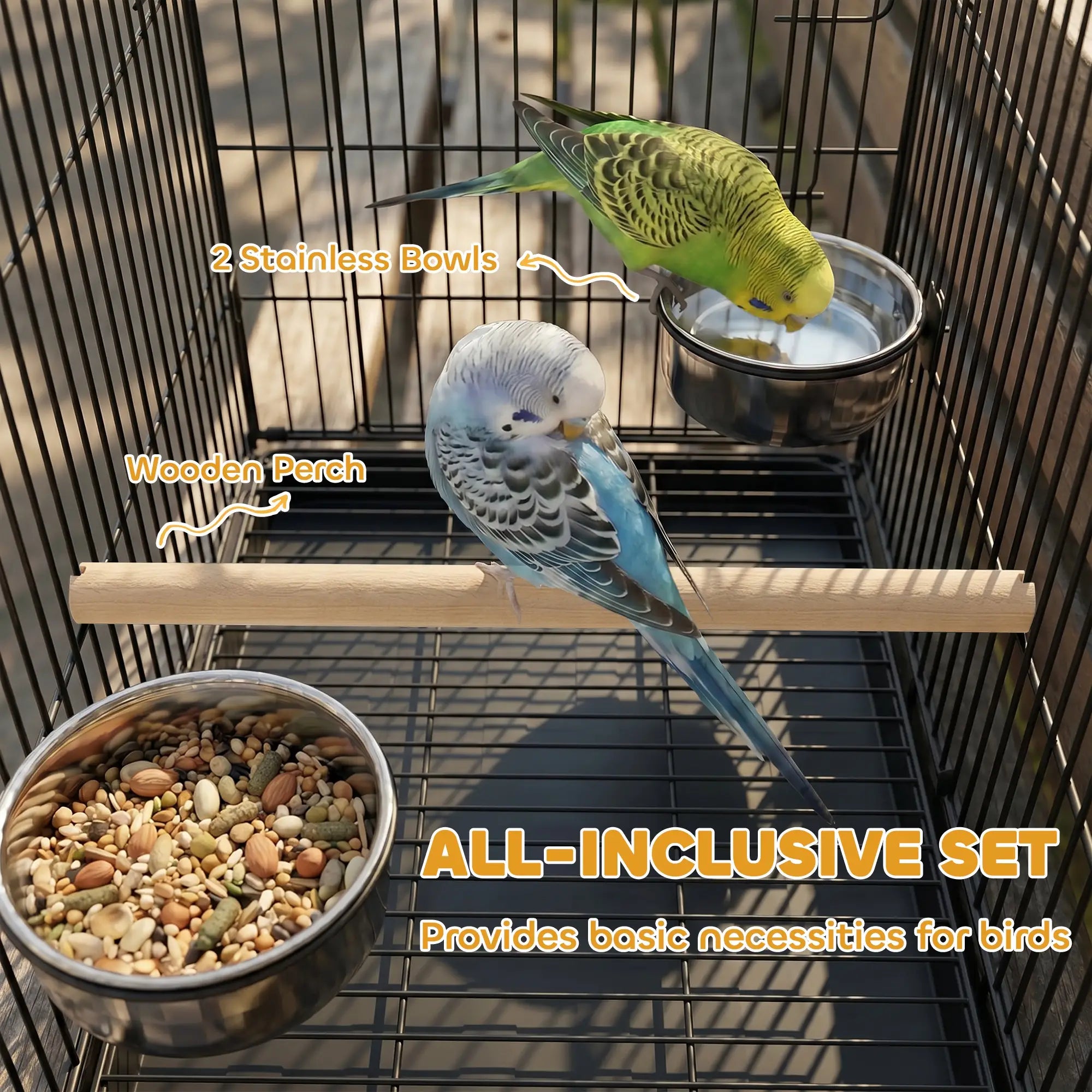 Bird Cage Portable w/ Slide-Out Tray Travel Cage for Parakeets w/ Perch &; Food Bowls Black Bird Cages at Gallery Canada